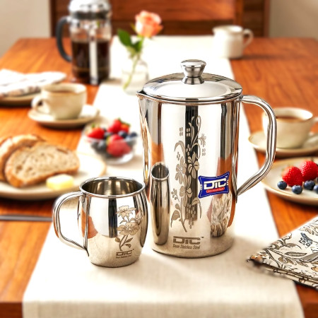 Flower Print Steel Jug with Mug