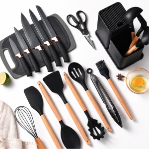 19 Pieces Silicone Kitchen Gorgeous Set with Wood