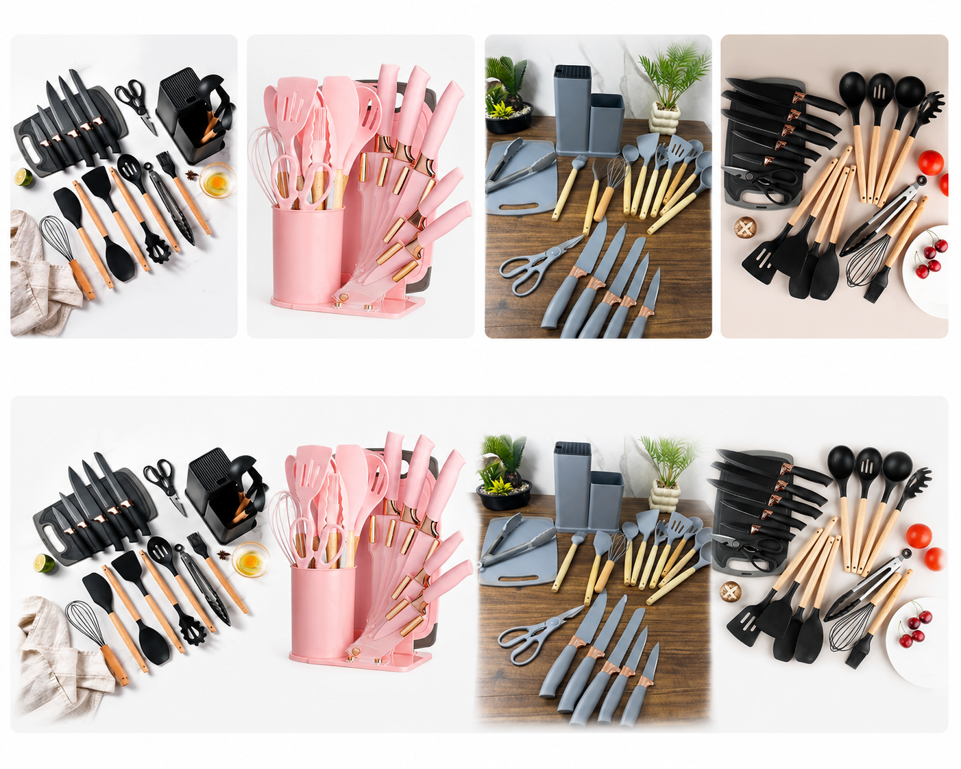 19 Pieces Silicone Kitchen Gorgeous Set with Wood - Image 2