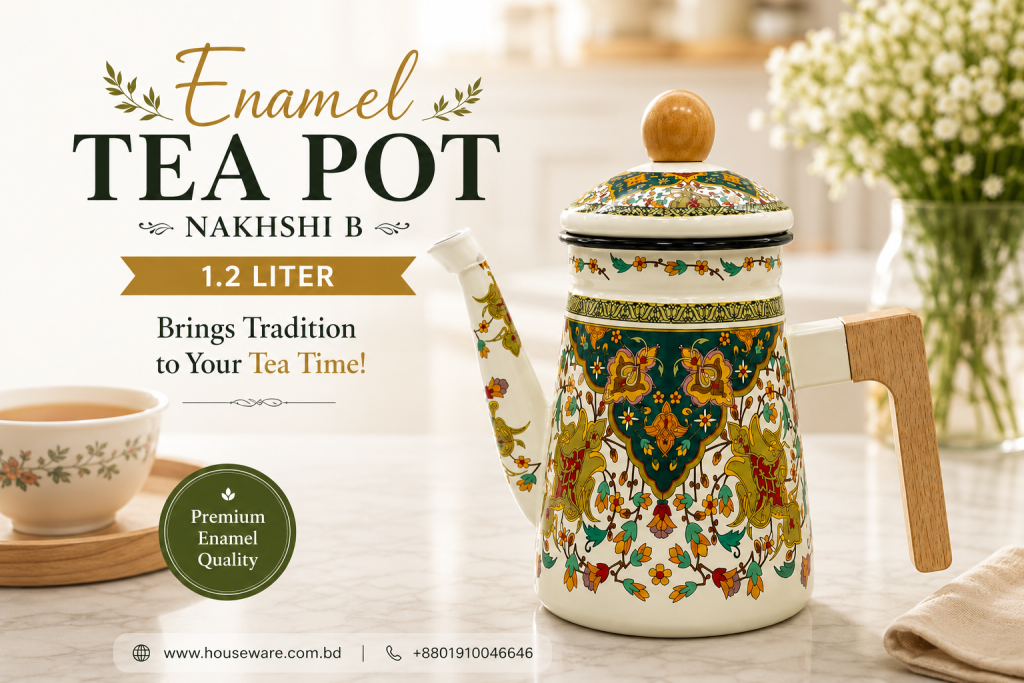 Premium Enamel Nakhshi Tea Pot – 1.2 Liter