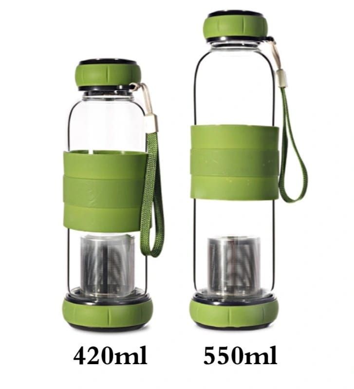 2-in-1 Glass Tea & Water Bottle 💚